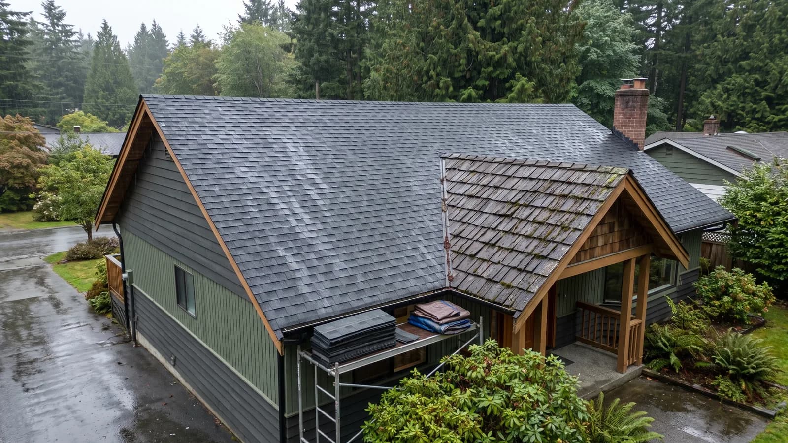 Cedar shake roof being converted to architectural asphalt shingles
